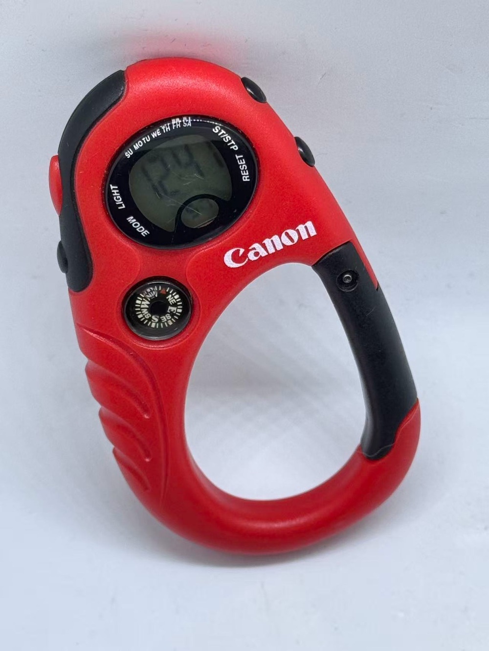 Vintage Canon Digital Carabiner Watch Red Compass New Battery Runs
